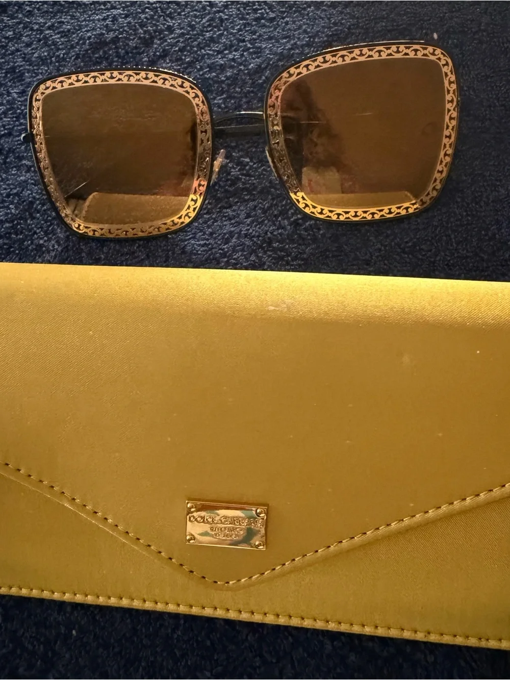 Dolce & Gabbana Gold-Tone Square Sunglasses with Brown Lenses